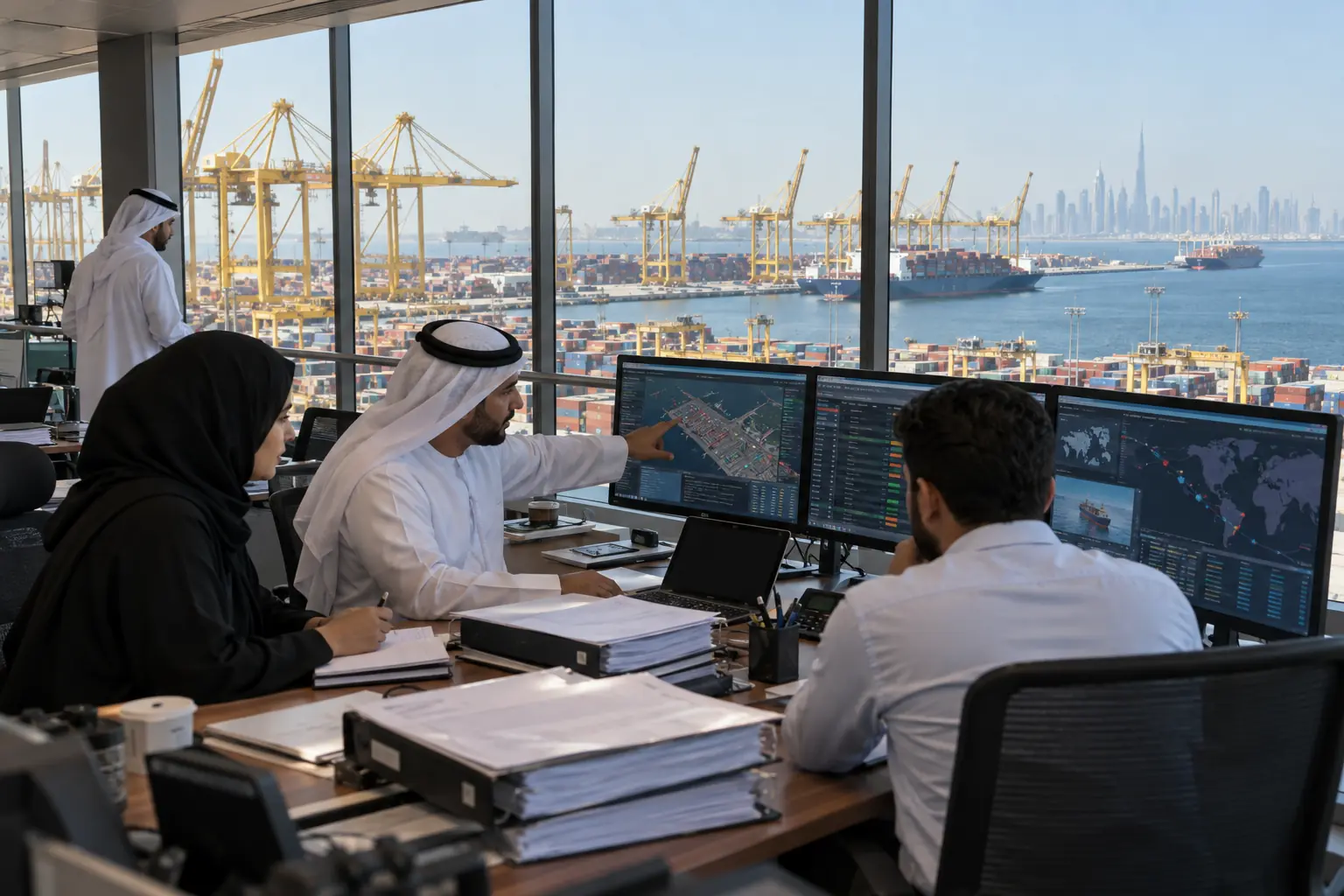Illustrative scene related to supply-chain governance, trade document control, customs coordination and regional delivery management.